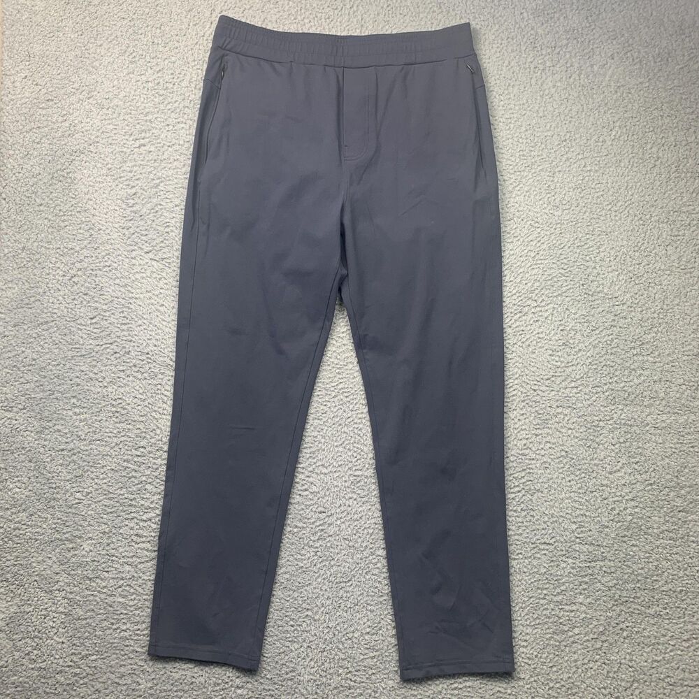 Public Rec Pants Mens 36 Gray Blue Elastic Waist Tapered Leg Zip Pockets